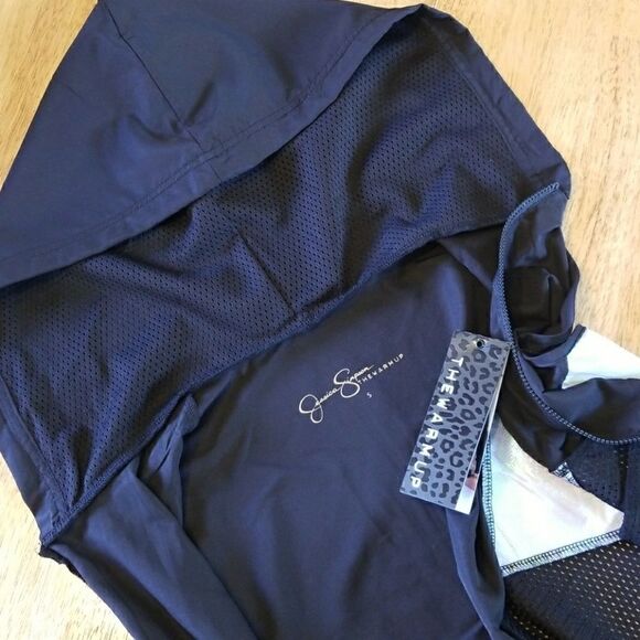 jessica Simpson Hooded Jogger Vest Windbreaker Reflective Warm Up Top - Picture 5 of 8